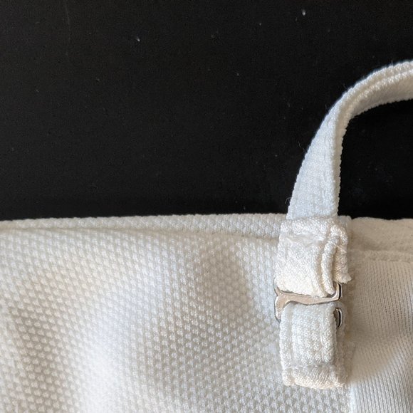 New w/Tags! Akira White Striped Mesh Crop Top w/Removable Straps Size Large - Picture 4 of 5